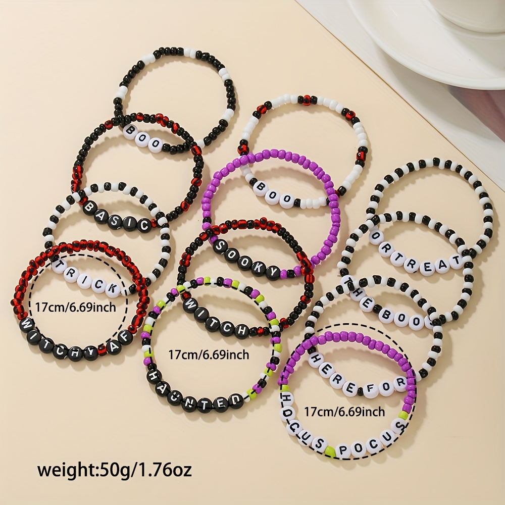 Halloween Colorful Acrylic BOO Bracelet Set